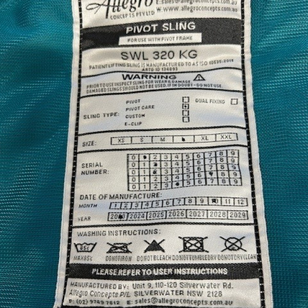 Sling for hoist - Large Pivot toileting, Allegro Concepts Pivot Care EQ7085